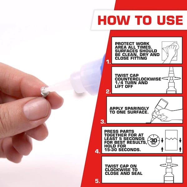 Loctite Super Glue, Professional Series, Clear, .71 fl oz., Bottle - 1365882