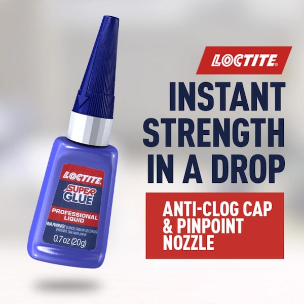 Loctite Super Glue, Professional Series, Clear, .71 fl oz., Bottle - 1365882