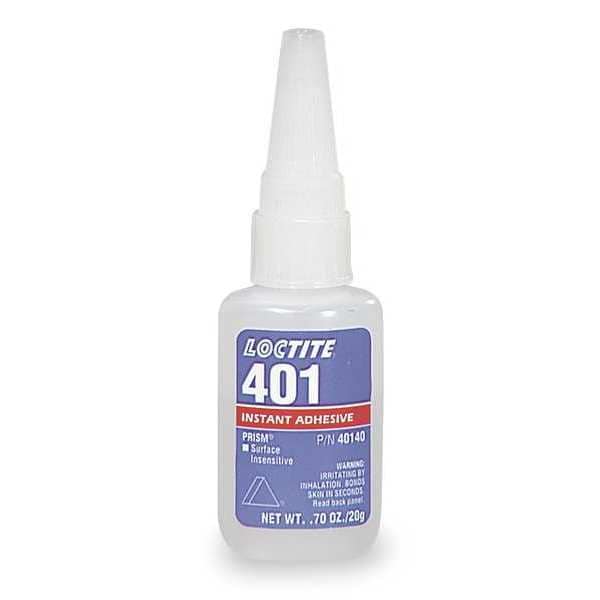 Loctite Instant Adhesive, Series 401, 20 g, Bottle, Clear - 135429