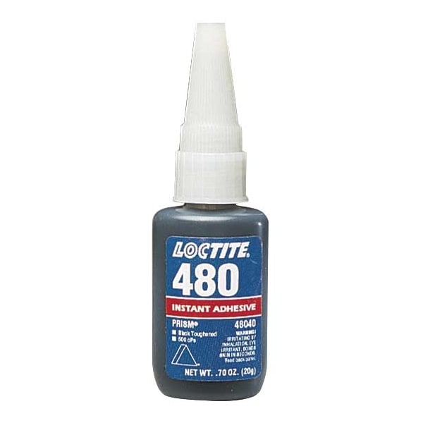 Loctite Instant Adhesive, 480 Series, Black, 0.7 oz, Bottle - 135466