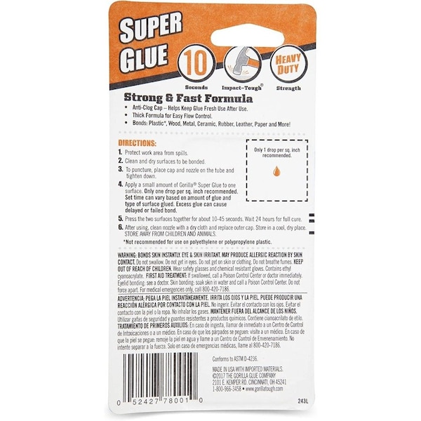 Gorilla Glue Spray Adhesive, Super Glue Series, Clear, 24 oz, Bottle - 7400202