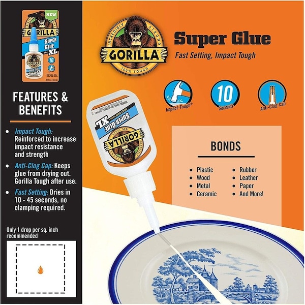 Gorilla Glue Spray Adhesive, Super Glue Series, Clear, 24 oz, Bottle - 7400202
