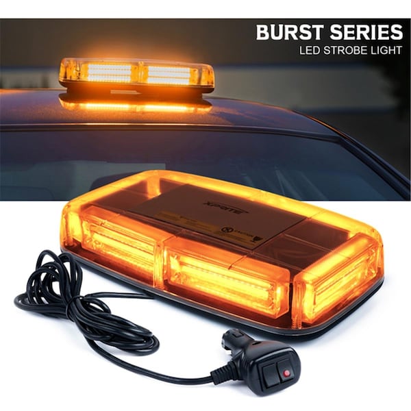 Xprite Usa 6 COB LED Burst Series 30W Rooftop Strobe Light with Magnetic Base - Amber - SL-C106-Y