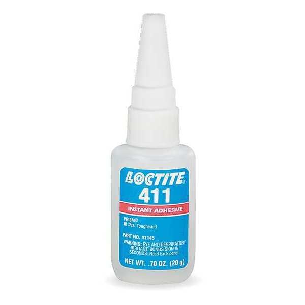 Loctite Instant Adhesive, 411 Series, Clear, 0.7 oz, Bottle - 135446