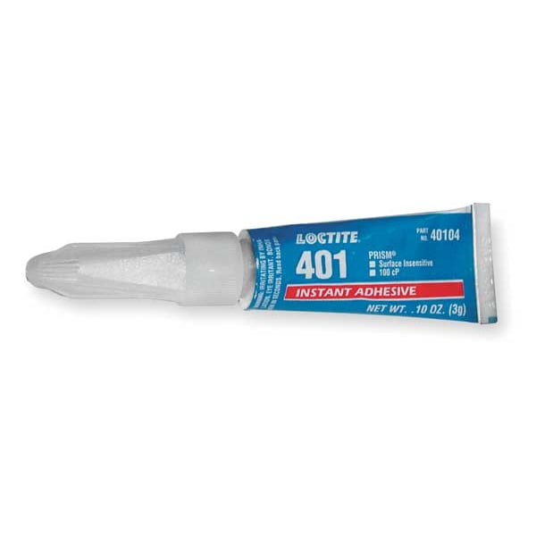 Loctite Instant Adhesive, 401 Series, Clear, 0.1 oz, Tube - 233641