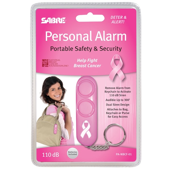 Sabre Personal Alarm, Pink Supports NBCF, 2PK - PA-NBCF-01