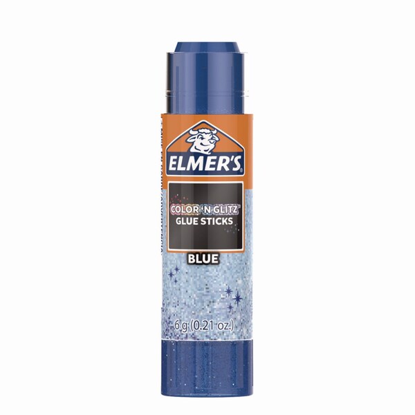 Elmers Glitter Glue Sticks, Applies Assorted Colors, 0.21 oz, Dries Clear Glitter, 12PK - 2197116