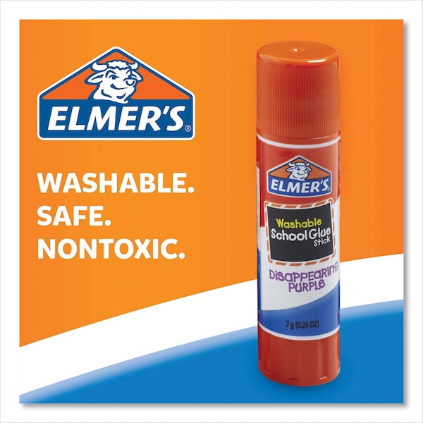 Elmers Disappearing Purple School Glue Stick, 0.24 oz, Dries Clear, 30PK - E555