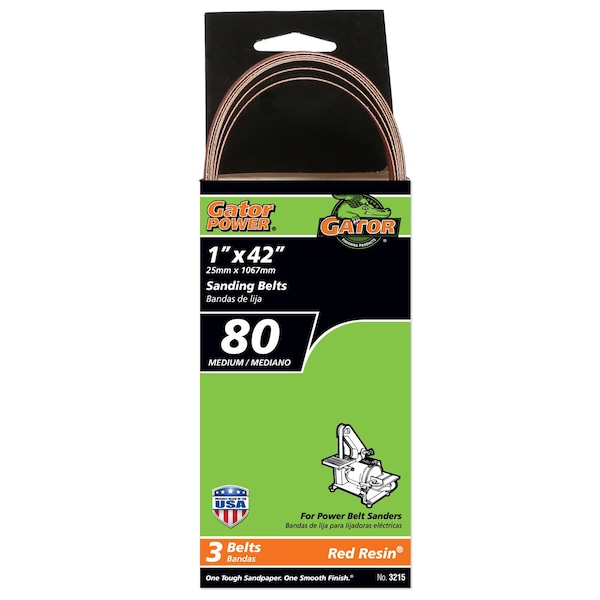 Gator Finishing Gator 42 in. L X 1 in. W Aluminum Oxide Sanding Belt 80 Grit Medium 3 pc - 3215