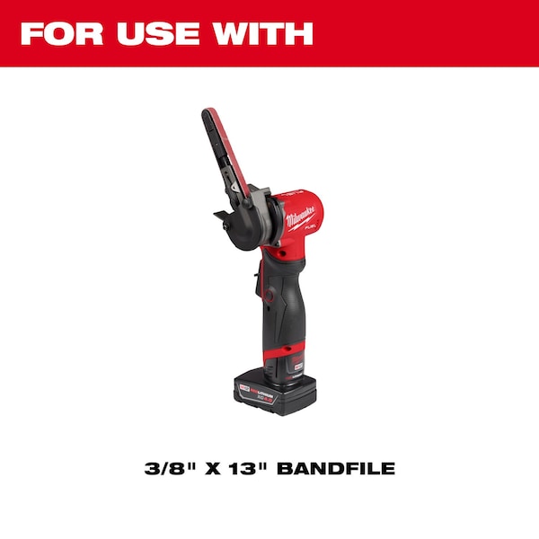 Milwaukee Tool & Equipment Bandfile Belts, 0.38 in W, 0.10 in L, Coated, Ceramic, 60 Grit, Coarse, Not Applicable, Blue, Red - 48-80-7060