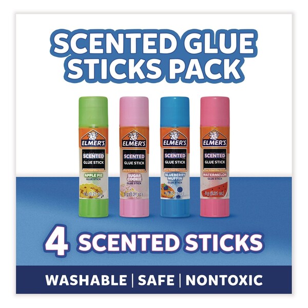 Elmers Scented Glue Sticks, 0.21 oz, Dries in Assorted Colors, 4 Scents - 2142958
