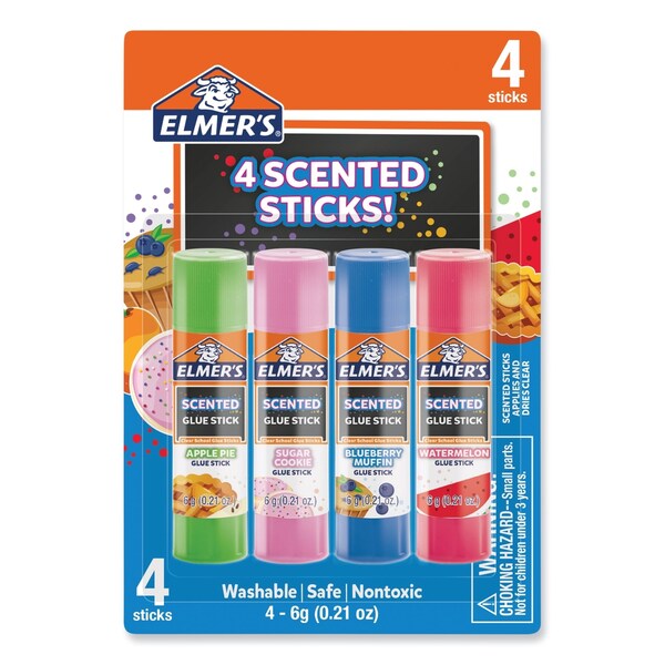 Elmers Scented Glue Sticks, 0.21 oz, Dries in Assorted Colors, 4 Scents - 2142958