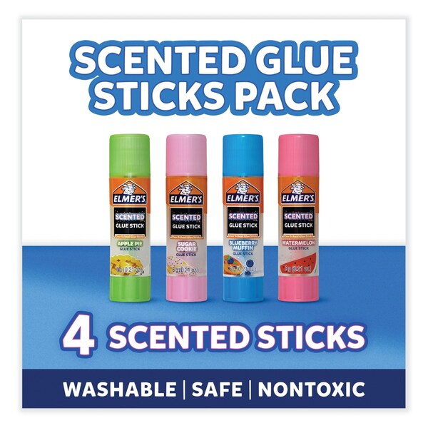 Elmers Scented Glue Sticks, 0.21 oz, Dries in Assorted Colors, 4 Scents - 2142958