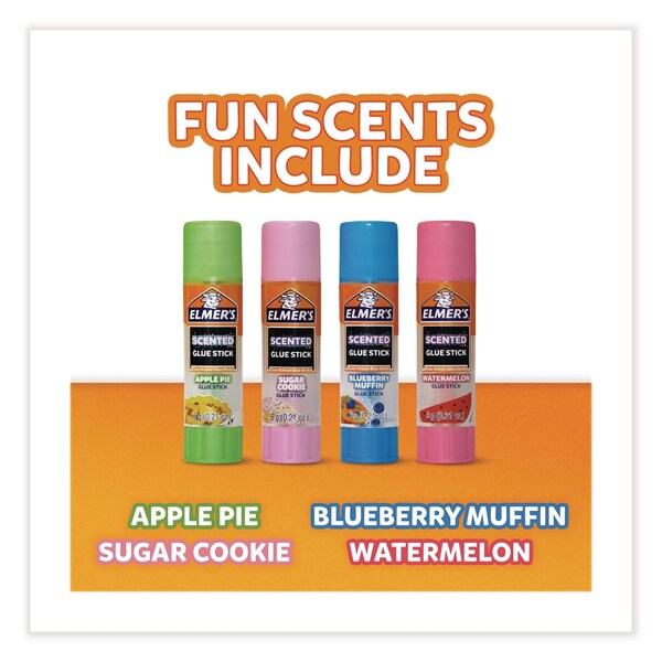 Elmers Scented Glue Sticks, 0.21 oz, Dries in Assorted Colors, 4 Scents - 2142958