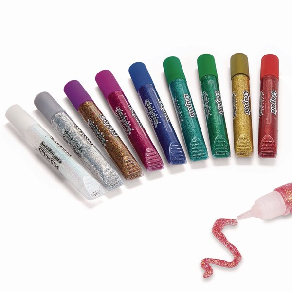 Crayola Washable Glitter Glue, 0.35 oz, Assorted Colors, 9PK - 69-3527