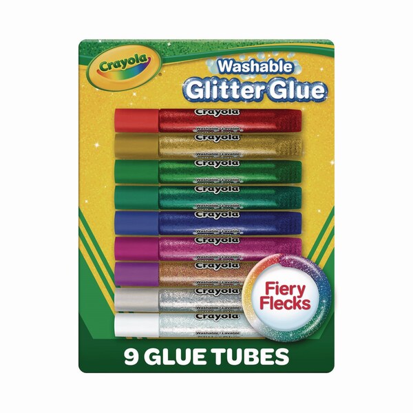 Crayola Washable Glitter Glue, 0.35 oz, Assorted Colors, 9PK - 69-3527