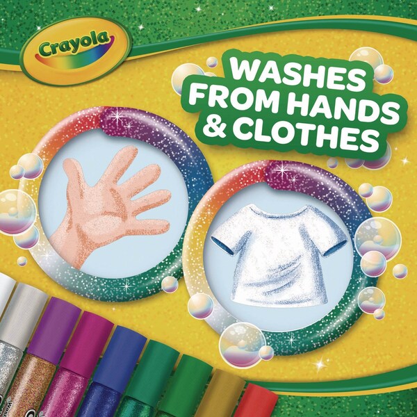 Crayola Washable Glitter Glue, 0.35 oz, Assorted Colors, 9PK - 69-3527