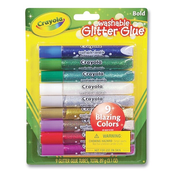 Crayola Washable Glitter Glue, 0.35 oz, Assorted Colors, 9PK - 69-3527