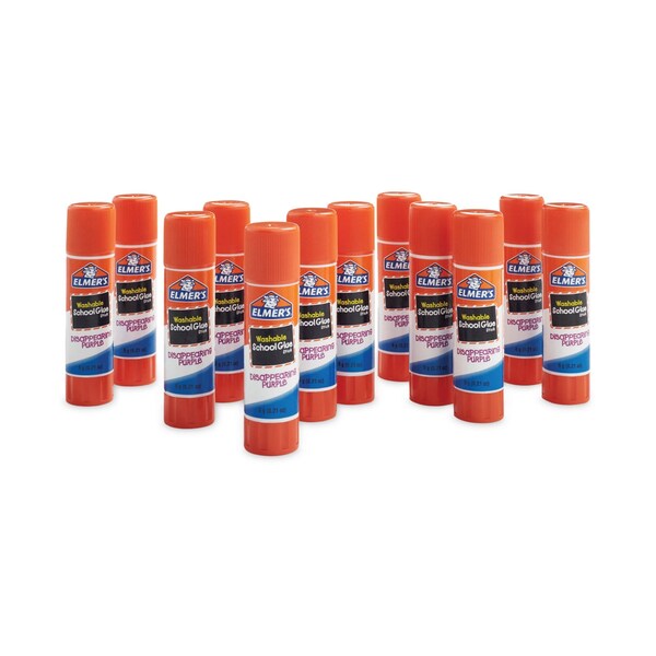 Elmers Disappearing Purple School Glue Stick, 0.21 oz, Dries Clear, 12PK - E1559