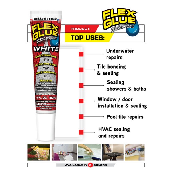Flex Glue Flex Seal Family of Products Flex Glue MINI White Rubberized Waterproof Adhesive 0.75 oz - GFSWHTMINI-8