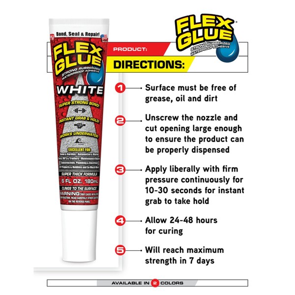 Flex Glue Flex Seal Family of Products Flex Glue MINI White Rubberized Waterproof Adhesive 0.75 oz - GFSWHTMINI-8