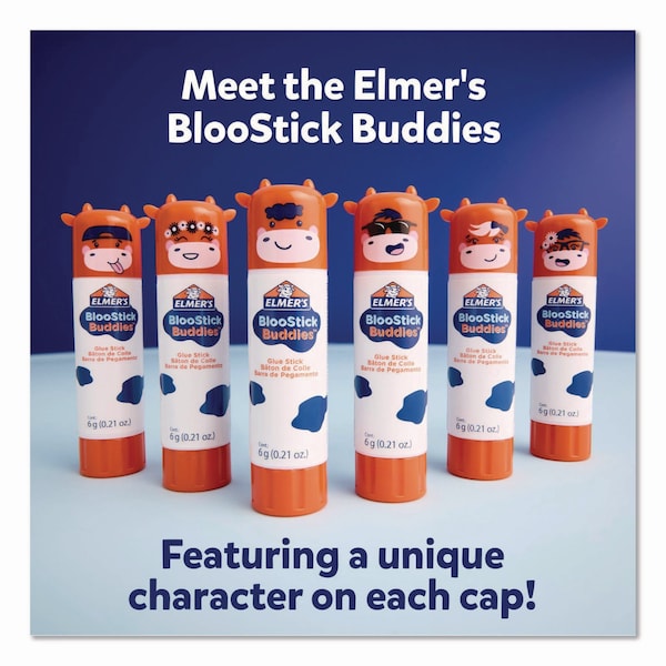 Elmers BlooStick Buddies and Disappearing Purple Glue Stick Combo Pack, 0.21 oz, Dries Clear, 12PK - 2213736