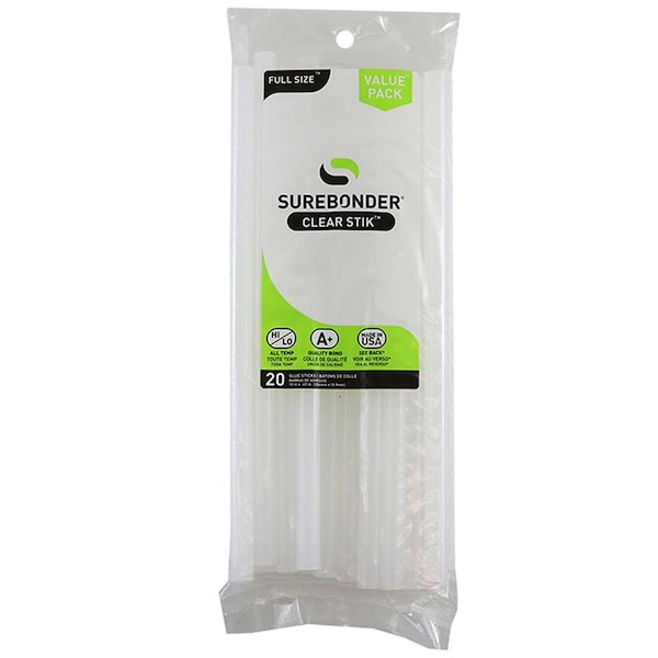 Fpc FPC FPRDT2010-2 Surebonder Full Clear Hot Glue Stick - 20 Per Pack - Pack of 2 - FPRDT2010-2