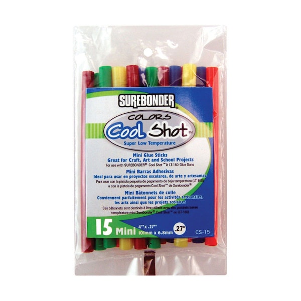 Surebonder Surebonder 0.3 in. D X 4 in. L Cool Shot Mini Glue Sticks Assorted Colors 15 pk - CS-15VC