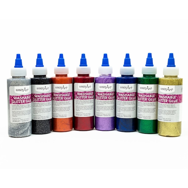 Handy Art Glitter Glue, 4 oz Bottles, Set of 8 Colors - 887-144