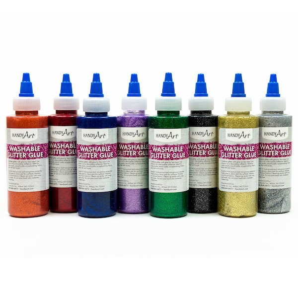 Handy Art Glitter Glue, 4 oz Bottles, Set of 8 Colors - 887-144