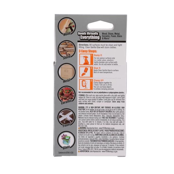 Gorilla Glue All Purpose Glue, White, 1.75 fl oz, 5 PK - 4500102