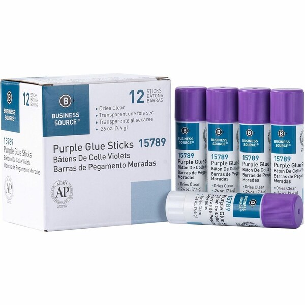Business Source Glue Sticks, 0.26 oz, Purple - BSN15789