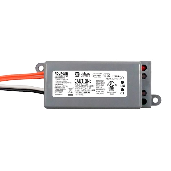 Dispositivo funcional-Rib Relé de Iluminación Inalámbrico, Receptor/Repetidor, 120 Vac, Relé SPST con 5A - FDLR05B
