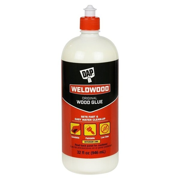 Dap Weldwood Wood Glue, Yellow, 1 qt Bottle - 00492