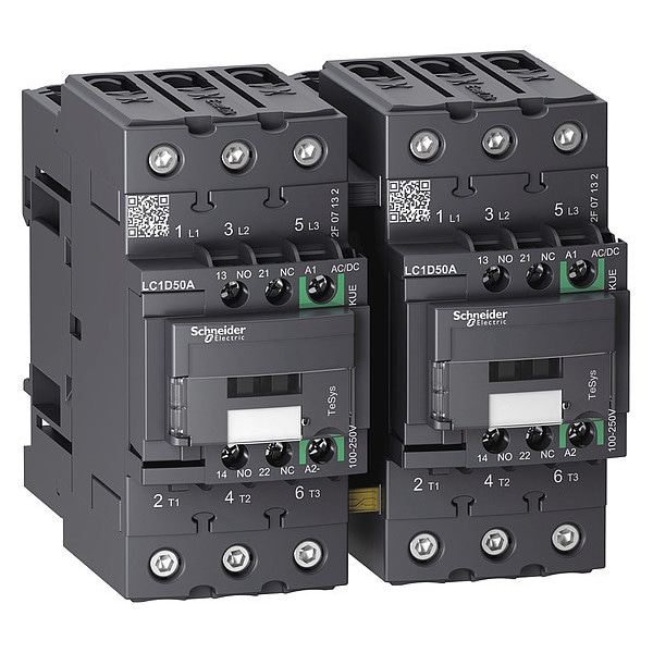 Contacto magnético IEC de Schneider Electric, 3 polos, 100 a 250 V CA/CD, 50 A, Reversión: Sí - LC2D50AKUE