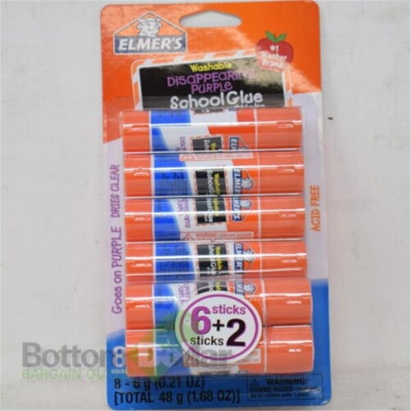 Elmers 0.21 oz Washable Disappearing School Glue Stick - Purple, 8PK - EPIE1591E1560