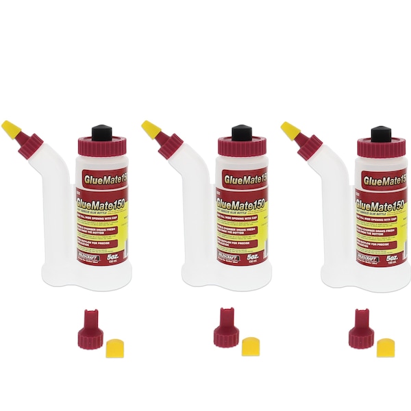 Milescraft Glue Mate 150 - 5 oz. 150 ml Wood Glue Bottles Anti-Drip Tips with Easy Flow Chamber Design - 7222