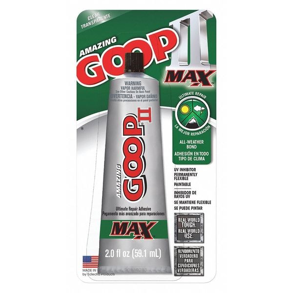 Eclectic Products Adhesive, GOOP Series, Clear/Black, 1 to 3 day Full Cure, 2 oz, Tube - 142100
