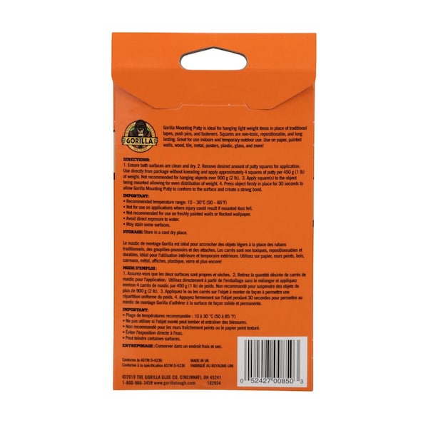 Gorilla Glue Gorilla High Strength Synthetic Rubber Creme Mounting Putty 2 oz - 102745
