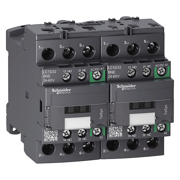 Contactador magnético IEC Schneider Electric, 3 polos, 24 a 60 V CA/CC, 32 A, Reversión: Sí - LC2D32BNE