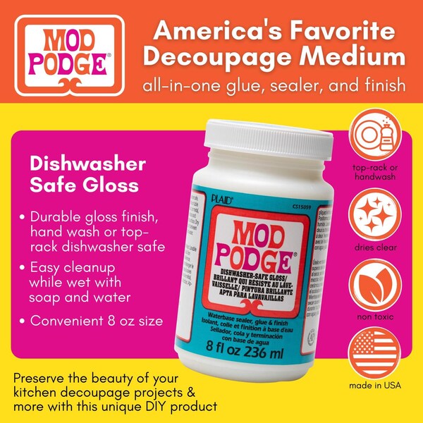 Plaid Plaid Mod Podge High Strength Glue Dishwasher-Safe Gloss Decoupage 8 oz - CS15059