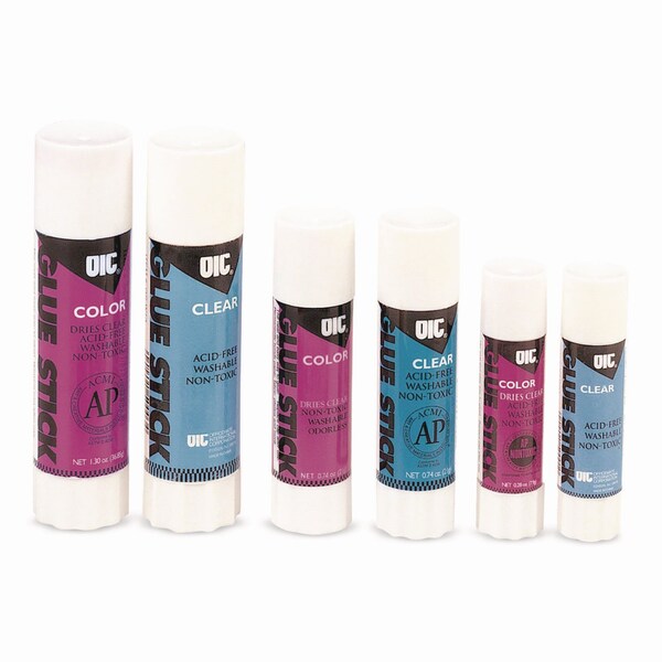 Officemate Glue Stick, 1.3 oz, Applies Purple, Dries Clear - 50006