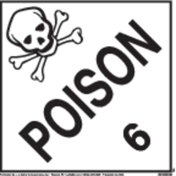 Jj Keller DOT Container Placard, Poison, Polystyrene, 10-3/4" W x 10-3/4" H - 753