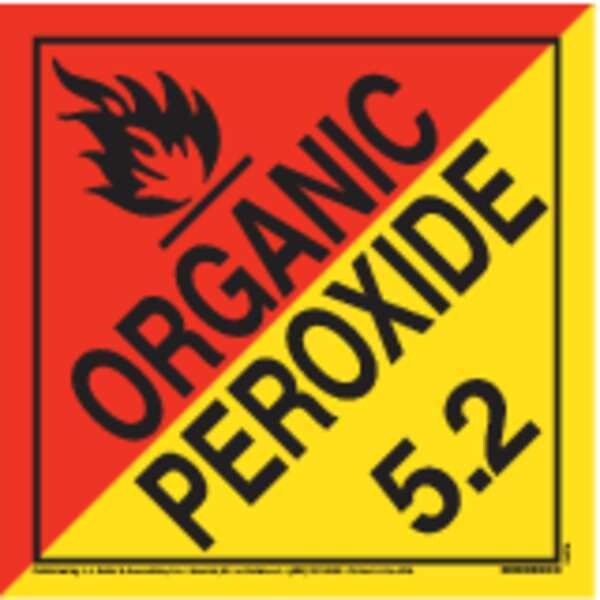 Jj Keller DOT Container Placard, Organic Peroxide, Polystyrene, 10-3/4" W x 10-3/4" H - 12474