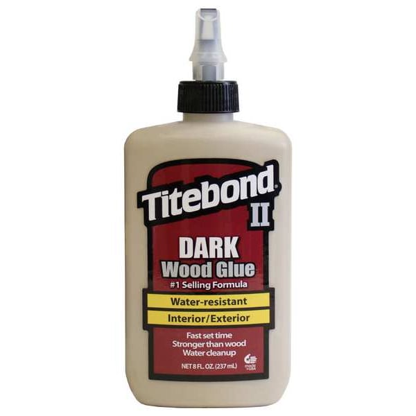 Titebond Wood Glue, II Dark Series, Light Brown, 24 hr Full Cure, 8 oz, Bottle - 3703
