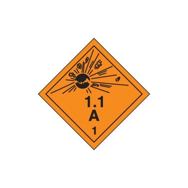 Accuform TDG PLACARD CLASS 1 273MM x 273MM TCP101VS25 - TCP101VS25