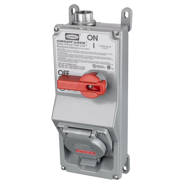 Interruptor de Desconexión No Fusible Hubbell, 30 A, 600V AC, 3 polos, NEMA 12K, 4, 4X - HBLMITL