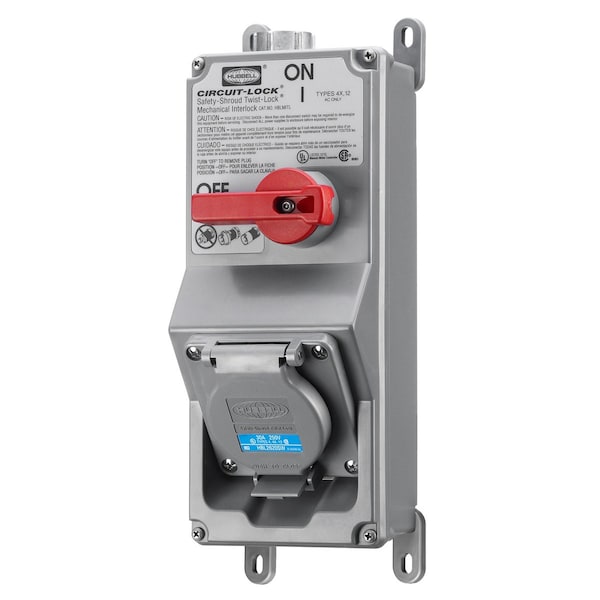 Interruptor de Desconexión No Fusible Hubbell, 30 A, 600V AC, 3 polos, NEMA 12K, 4, 4X - HBLMITL