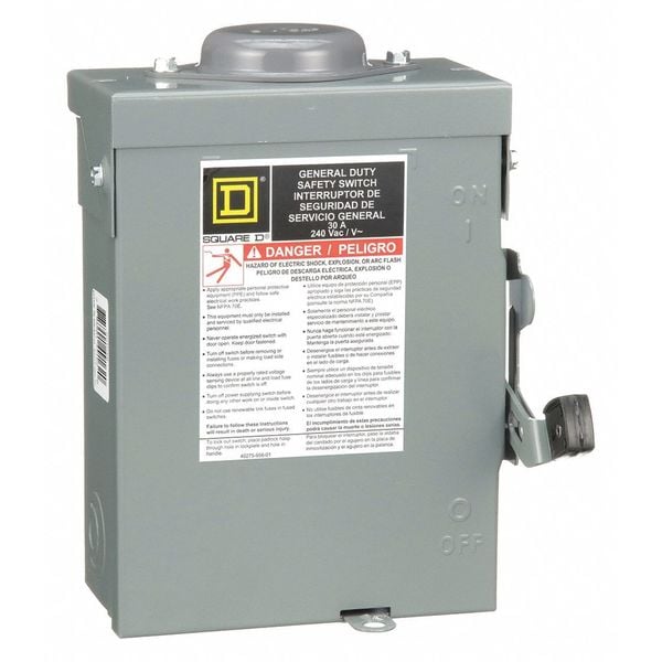 Interruptor de Seguridad No Fusible Square D, Uso General, 240V AC, 3PST, 30 A, NEMA 3R - DU321RB