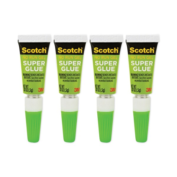 Scotch Single Use Super Glue No-Run Gel, 0.02 oz, Dries Clear, 4PK - AD119